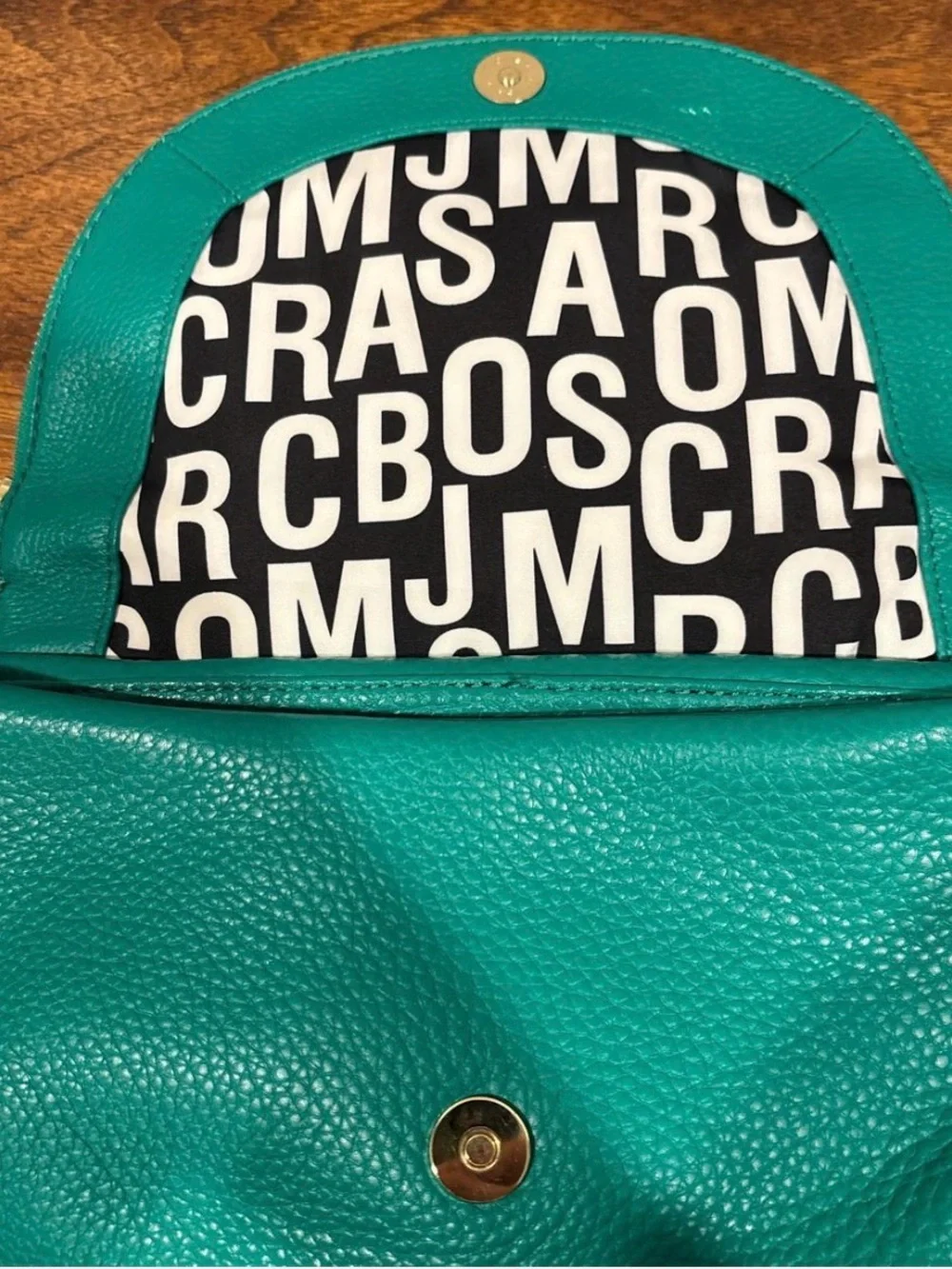 Marc by Marc Jacobs Green Pebbled Leather Backpack with Gold Plaque